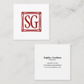 Decoratieve doos - Initialen - Ruby Red Vierkante Visitekaartje (Voorkant / Achterkant)