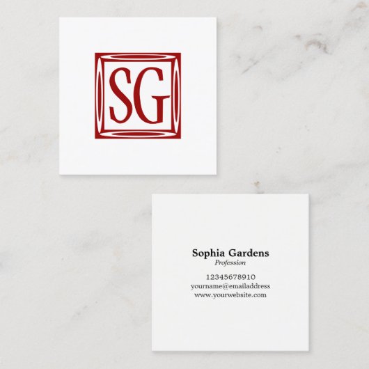 Decoratieve doos - Initialen - Ruby Red Vierkante Visitekaartje (Voorkant / Achterkant)