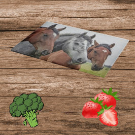 Decoratieve Drie Paardenhoofden Glassnijplank Snijplank