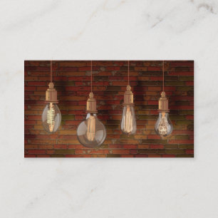 Decoratieve Edison Light Bulbs en Brick Wall Visitekaartje