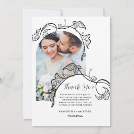 Decoratieve Eenvoudige Foto Huwelijk Bedankkaart Save The Date