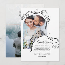 Decoratieve Eenvoudige Foto Huwelijk Bedankkaart Save The Date