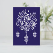 Decoratieve Eid Mubarak kalligrafie kunst Bedankkaart (Staand voorkant)