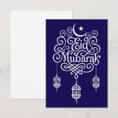Decoratieve Eid Mubarak kalligrafie kunst Bedankkaart (Voorkant / Achterkant)