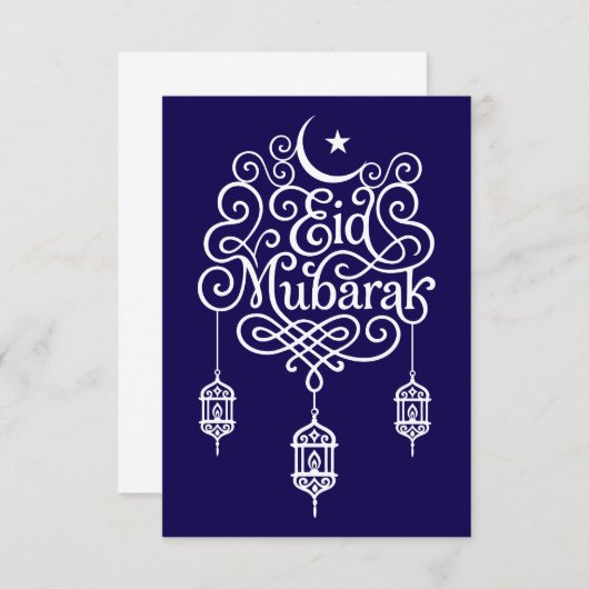 Decoratieve Eid Mubarak kalligrafie kunst Bedankkaart (Voorkant / Achterkant)