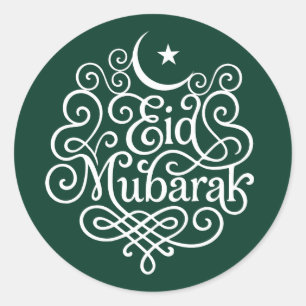Decoratieve Eid Mubarak kalligrafie kunst Ronde Sticker