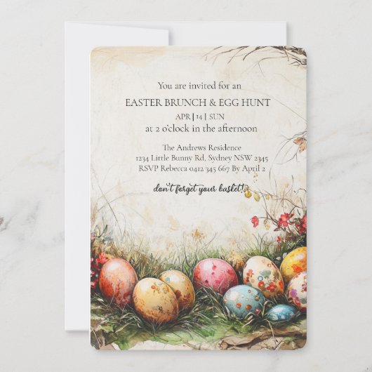 Decoratieve eieren Bloemen en eieren jagen Kaart (Voorkant)