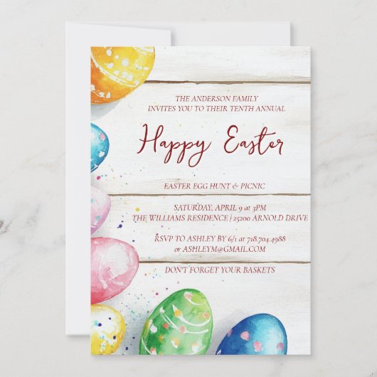 Decoratieve eieren en jaarlijks gelukkig Pasen Kaart (Voorkant)