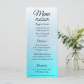 Decoratieve Elegant Aqua Blue Wedding Menu Kaart (Staand voorkant)
