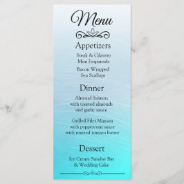 Decoratieve Elegant Aqua Blue Wedding Menu Kaart