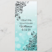 Decoratieve Elegant Blauwgroen Bokeh Wedding Menu  (Achterkant)