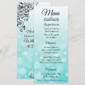 Decoratieve Elegant Blauwgroen Bokeh Wedding Menu  (Voorkant / Achterkant)
