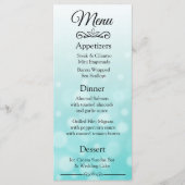 Decoratieve Elegant Blauwgroen Bokeh Wedding Menu (Voorkant)