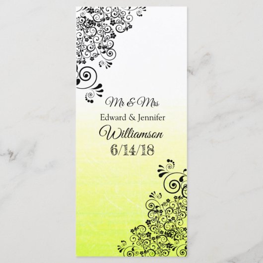 Decoratieve Elegant Yellow Fade Wedding Menu Card (Achterkant)
