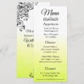 Decoratieve Elegant Yellow Fade Wedding Menu Card (Voorkant / Achterkant)