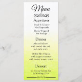 Decoratieve Elegant Yellow Fade Wedding Menu Card (Voorkant)