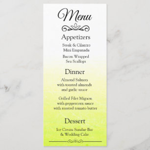 Decoratieve Elegant Yellow Fade Wedding Menu Card