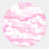 Decoratieve elegante zure powder roze wolken ronde sticker (Voorkant)