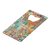 Decoratieve elementen:  handgetekend patroon creditkaart flessenopener (Voorkant Gekanteld)