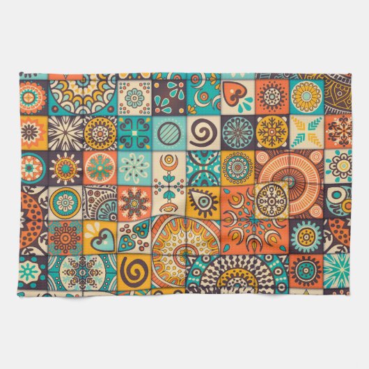 Decoratieve elementen:  handgetekend patroon theedoek (Horizontaal)