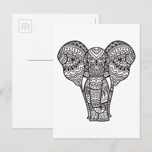 Decoratieve ellefantiestijl briefkaart (Voorkant / Achterkant)