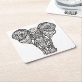 Decoratieve ellefantiestijl kartonnen onderzetters (Schuin)