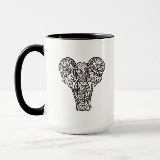Decoratieve ellefantiestijl mok (Links)