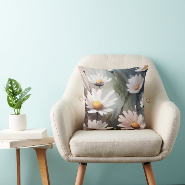 Decoratieve en stijlvolle Waterverf Daisy Square Kussen (Stoel)