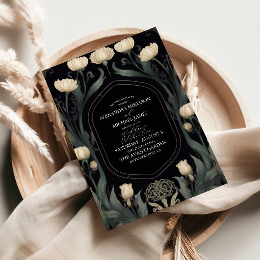 Decoratieve Europese Floral Art Nouveau bruiloft Kaart