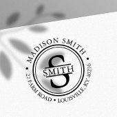 Decoratieve familienaam Cirkel Monogram adres Zelfinktende Stempel