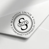 Decoratieve familienaam Cirkel Monogram adres Zelfinktende Stempel