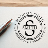 Decoratieve familienaam Cirkel Monogram adres Zelfinktende Stempel