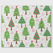 Decoratieve feestelijke groene kerstbomen patroon cadeaupapier (Vlak)