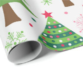 Decoratieve feestelijke groene kerstbomen patroon cadeaupapier (Rol Hoek)