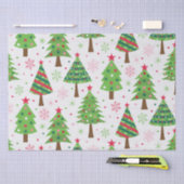 Decoratieve feestelijke groene kerstbomen patroon tissuepapier (Craft)