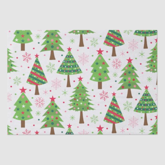 Decoratieve feestelijke groene kerstbomen patroon tissuepapier (Voorkant)
