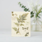 Decoratieve Ferns en een Dragonfly Briefkaart (Staand voorkant)