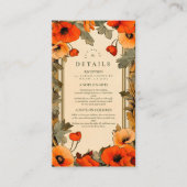 Decoratieve Floral Art Nouveau Poppy Wedding Informatiekaartje (Voorkant)