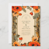 Decoratieve Floral Art Nouveau Poppy Wedding Kaart (Voorkant)