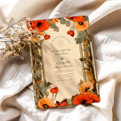 Decoratieve Floral Art Nouveau Poppy Wedding Kaart