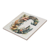 Decoratieve Floral C Letter keramisch Tegeltje (Zijkant)