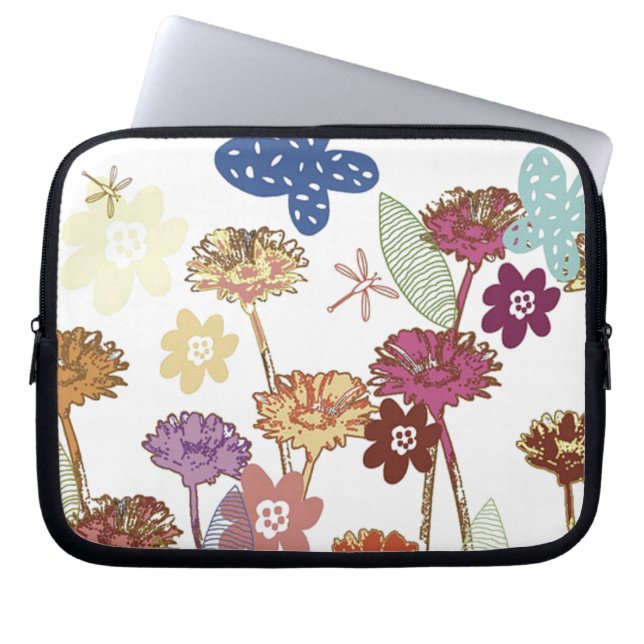 Decoratieve Floral Laptop Sleeve (Voorkant)