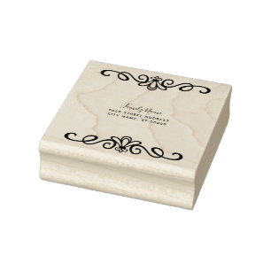 Decoratieve Floral Retour Adres Rubber Stamp Rubberstempel