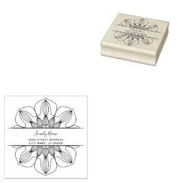 Decoratieve Floral Retour Adres Rubber Stamp Rubberstempel