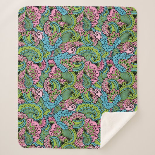 Decoratieve Floral Sherpa Deken (Voorkant)