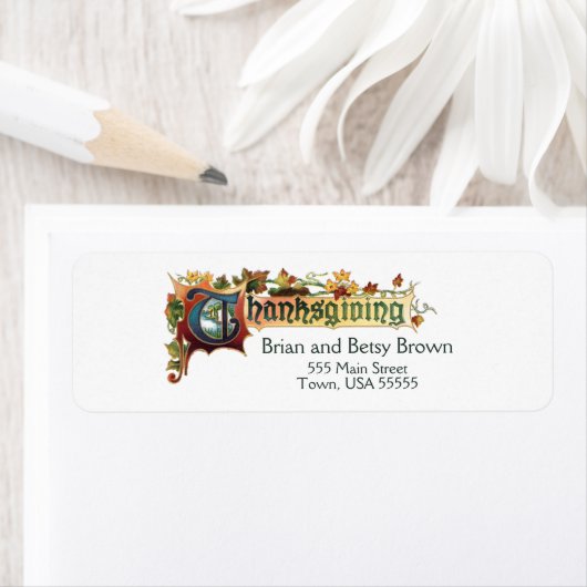  Decoratieve  Floral Thanksgiving Etiket (Insitu)