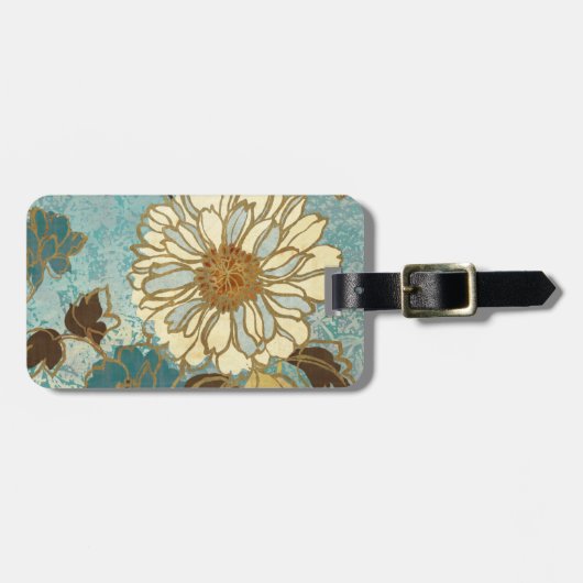 Decoratieve Florals in blauw en wit Bagagelabel (Voorkant horizontaal)