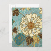 Decoratieve Florals in blauw en wit Briefkaart (Voorkant / Achterkant)