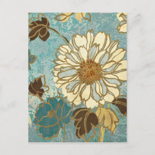 Decoratieve Florals in blauw en wit Briefkaart