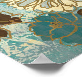 Decoratieve Florals in blauw en wit Poster (Hoek)